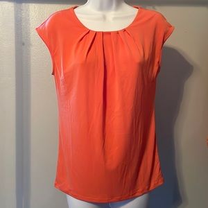 Ann Taylor Coral Sleeveless Ruched Blouse